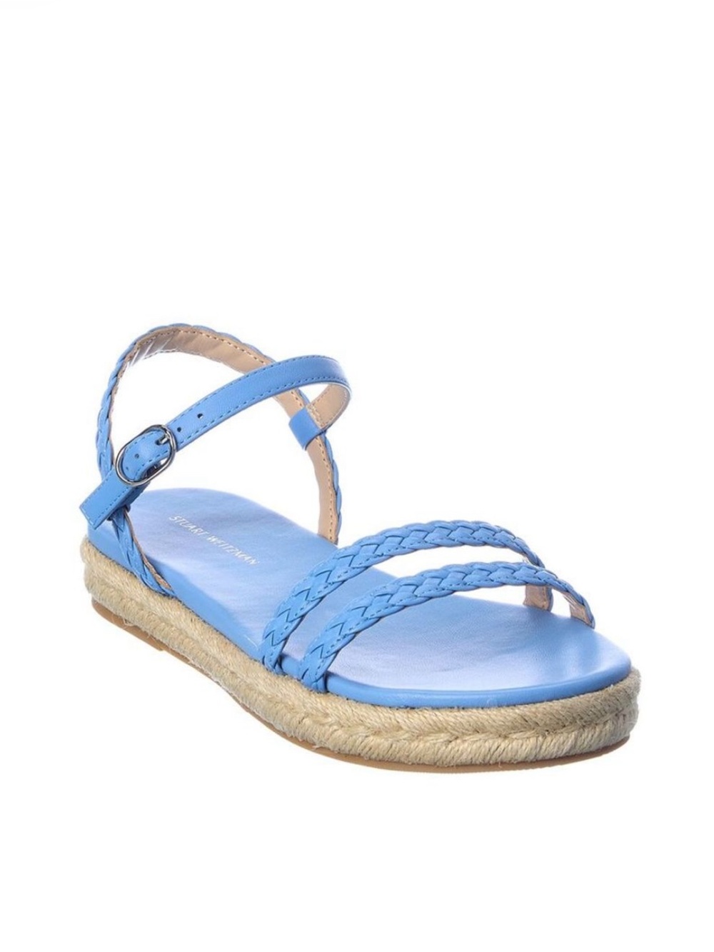 Stuart Weitzman Mykonos Braided Leather Sandal | Blue